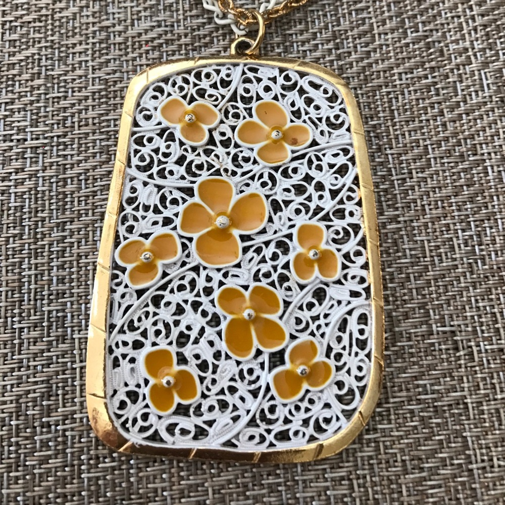 Vintage Spring Rectangular Medallion Necklace - image 2