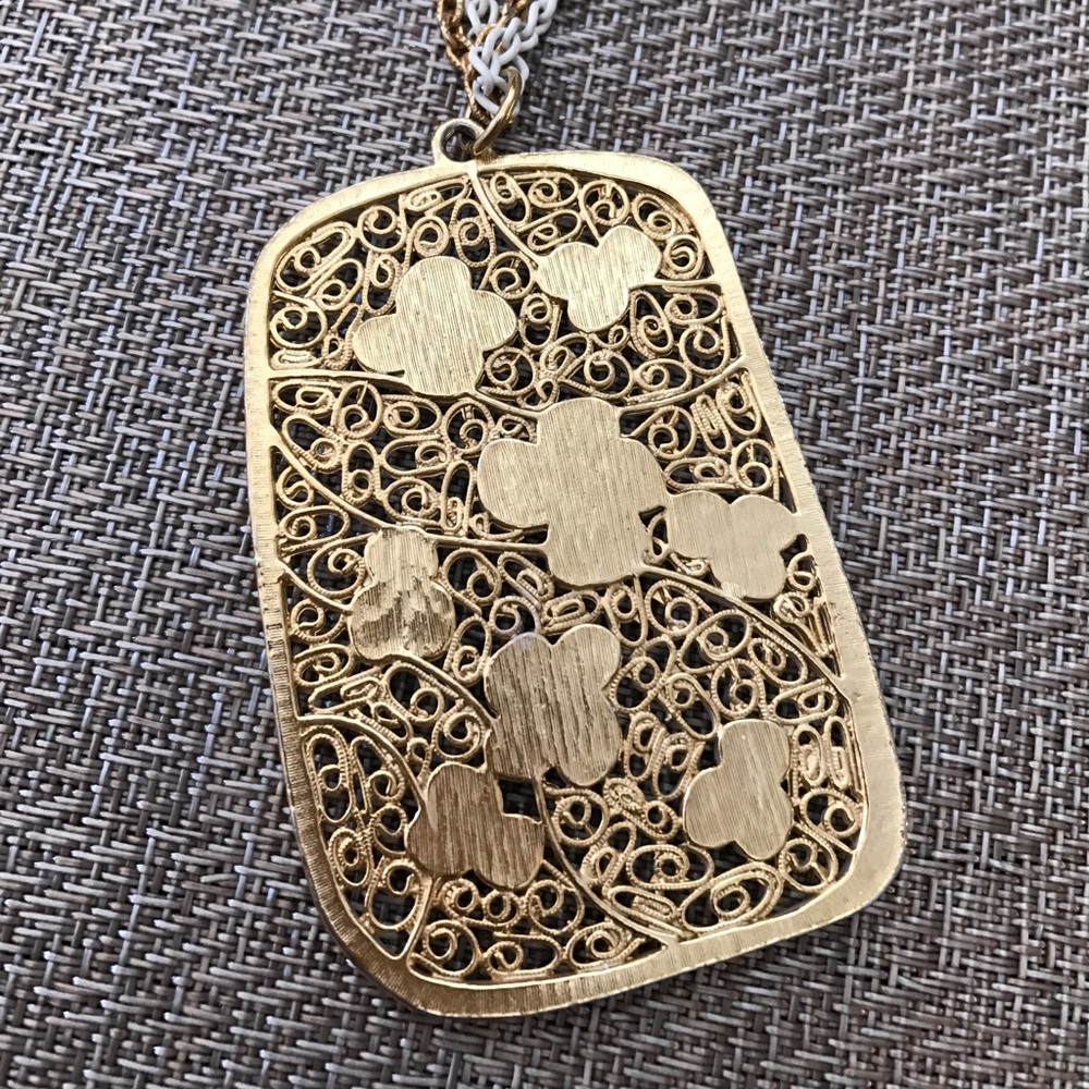 Vintage Spring Rectangular Medallion Necklace - image 3