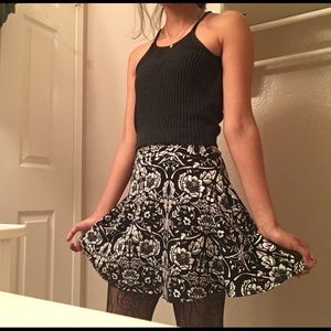 b&w floral skater skirt