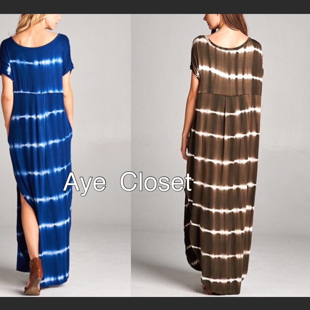 Maxi dress  slit pockets tie dyed oversized sold - Picture 3 of 7