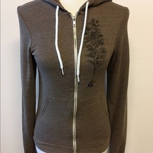 American Apparel Tri-Blend Zip unisex XS USA made