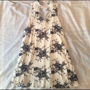 Gorgeous white and navy embroidered dress
