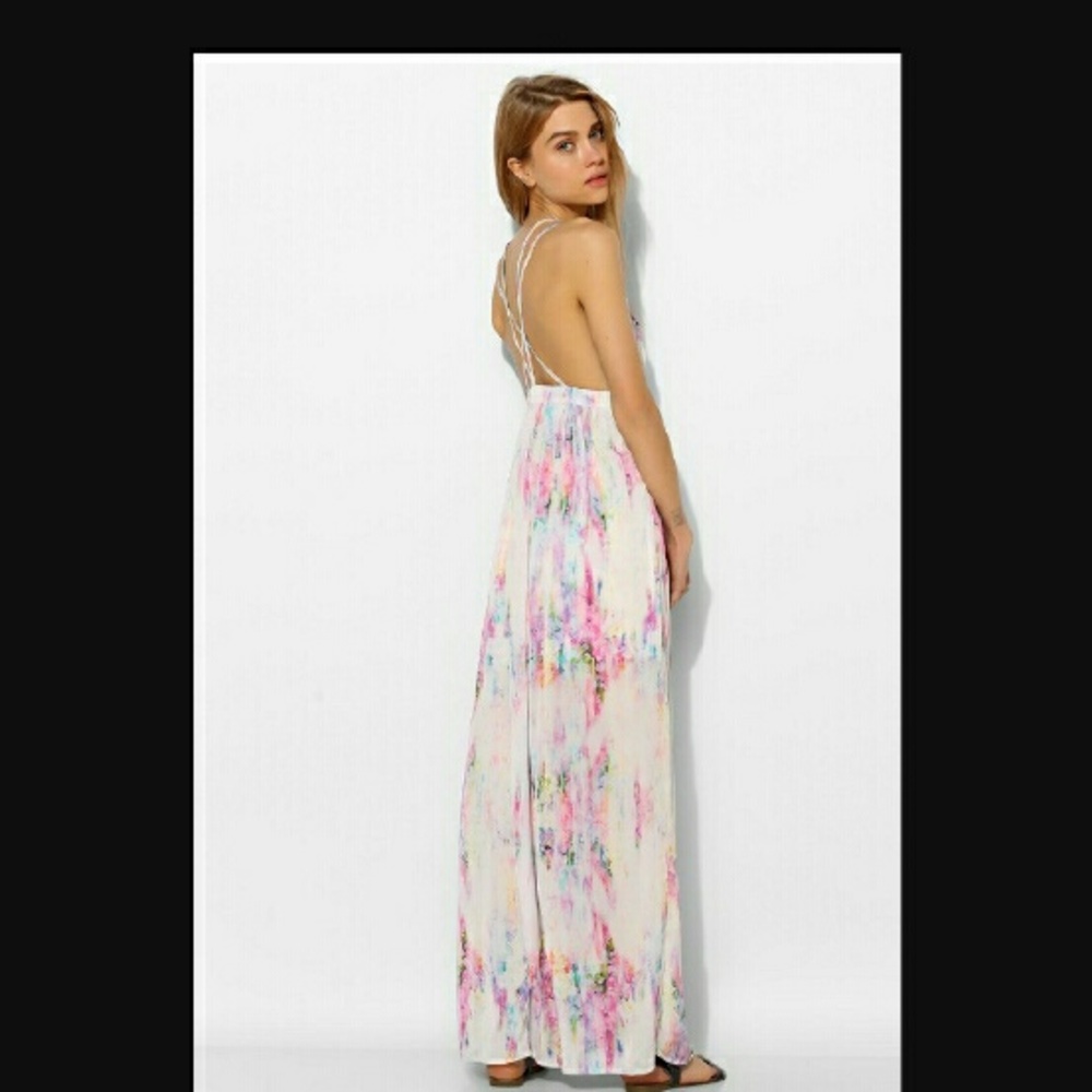 'Oh My Love' WaterColor Maxi Plunge Dress