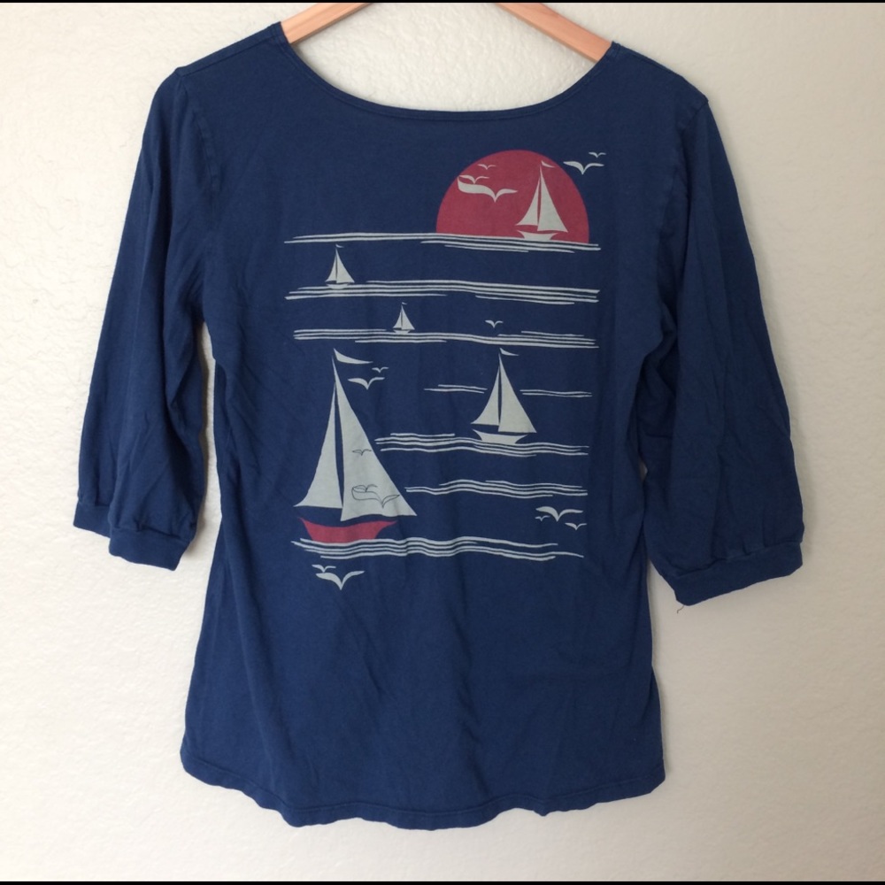 Modcloth sailboat graphic top by Blue Papyrus