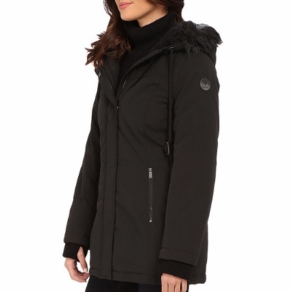 Hooded Anorak with faux fur collar