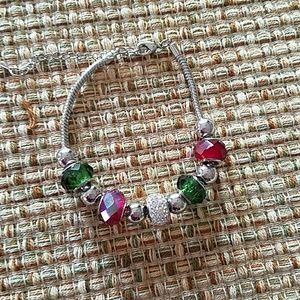 Silver metal bracelet with  beads