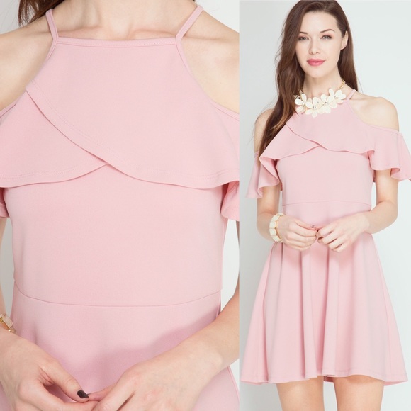 Ruffle cold shoulder dress - Picture 3 of 3