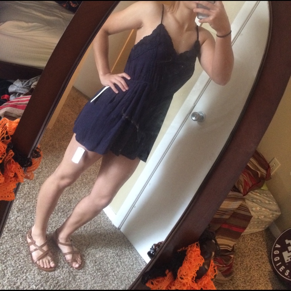 Navy blue romper NWT