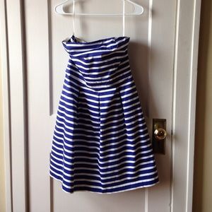 Gap strapless blue and white striped dress