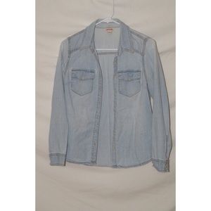 MOSSIMO SUPPLY CO light wash denim button up shirt
