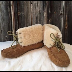 COACH Cailyn Suede Shearling Fur ankle boot