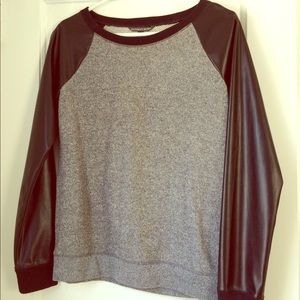 Vegan leather sleeved shirt