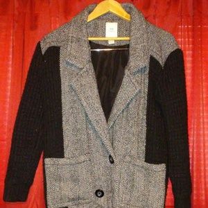Cable Knit & Herringbone Coat, Size Small