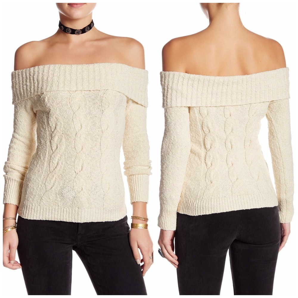 FREE PEOPLE PULLOVER OFF THE SHOULDERS SWEATER - Picture 3 of 8