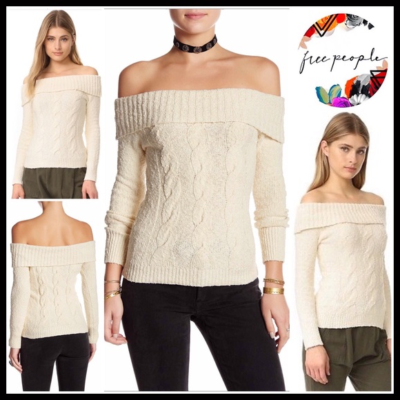 FREE PEOPLE PULLOVER OFF THE SHOULDERS SWEATER - Picture 2 of 8