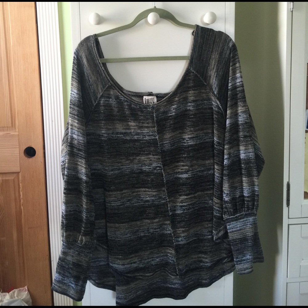Free People Green Gray Black Sweater Medium