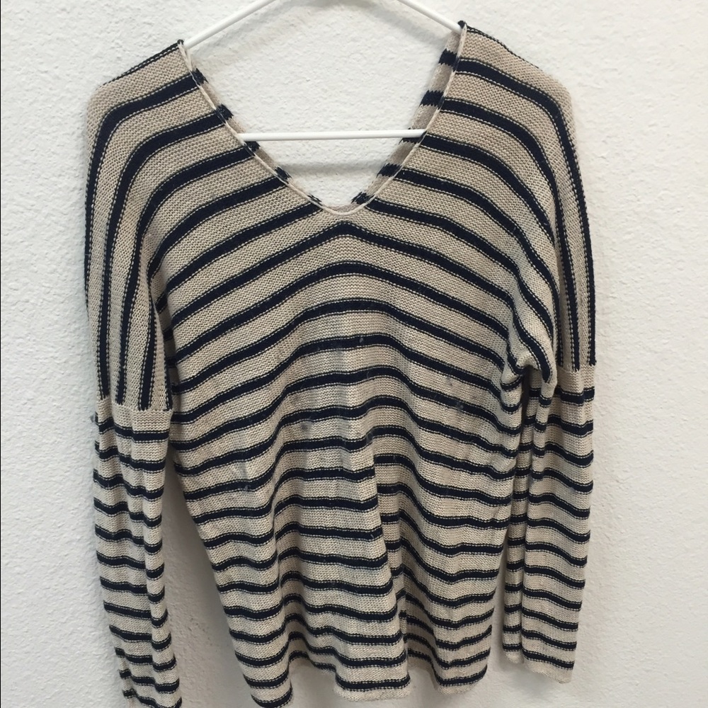 Vince blue and beige striped sweater