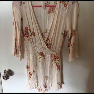 Low cut floral romper