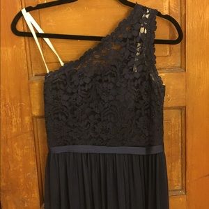 David's Bridal Navy Blue Bridesmaid Dress