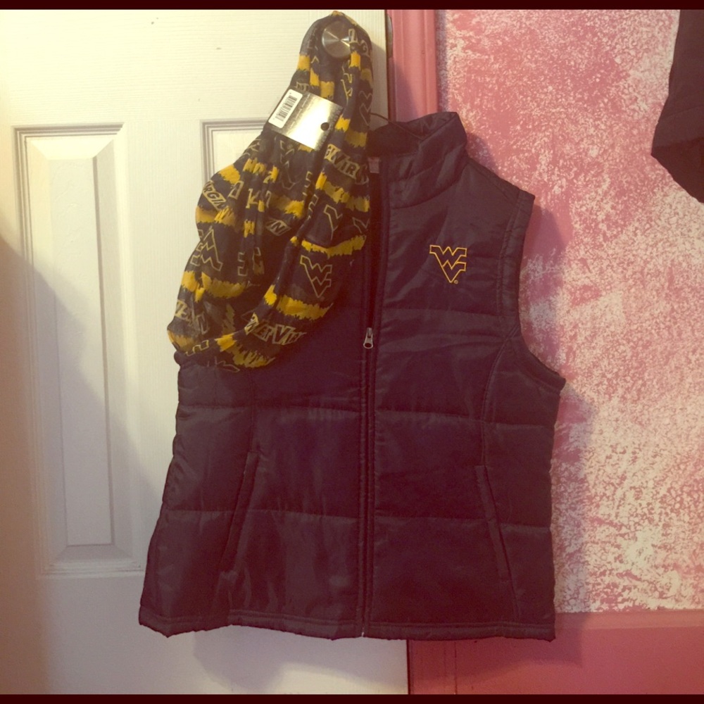 Brand new West Virginia vest and scarf with tags!!