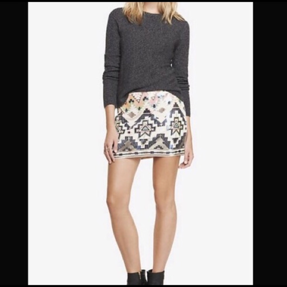 Express Aztec sequin mini skirt