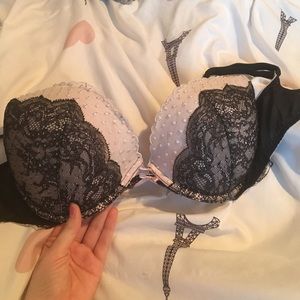 Black and baby pink Lacey bra