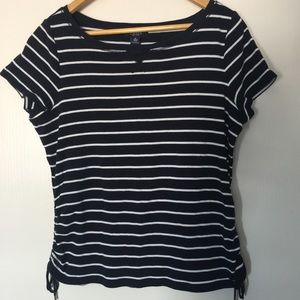 Chaps Navy Striped Tee