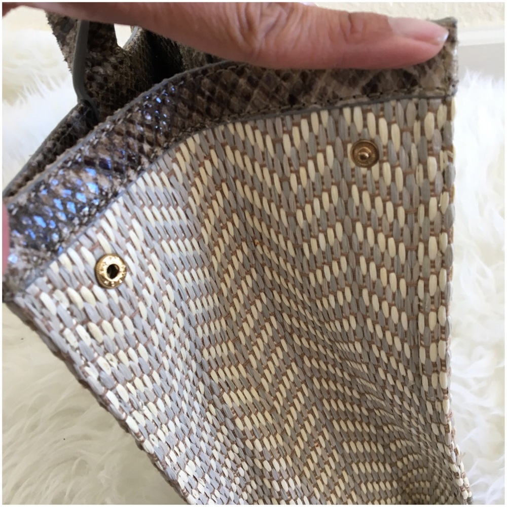 Tory Burch Snakeskin Raffia Mini Ella Tote Bag - Picture 4 of 7