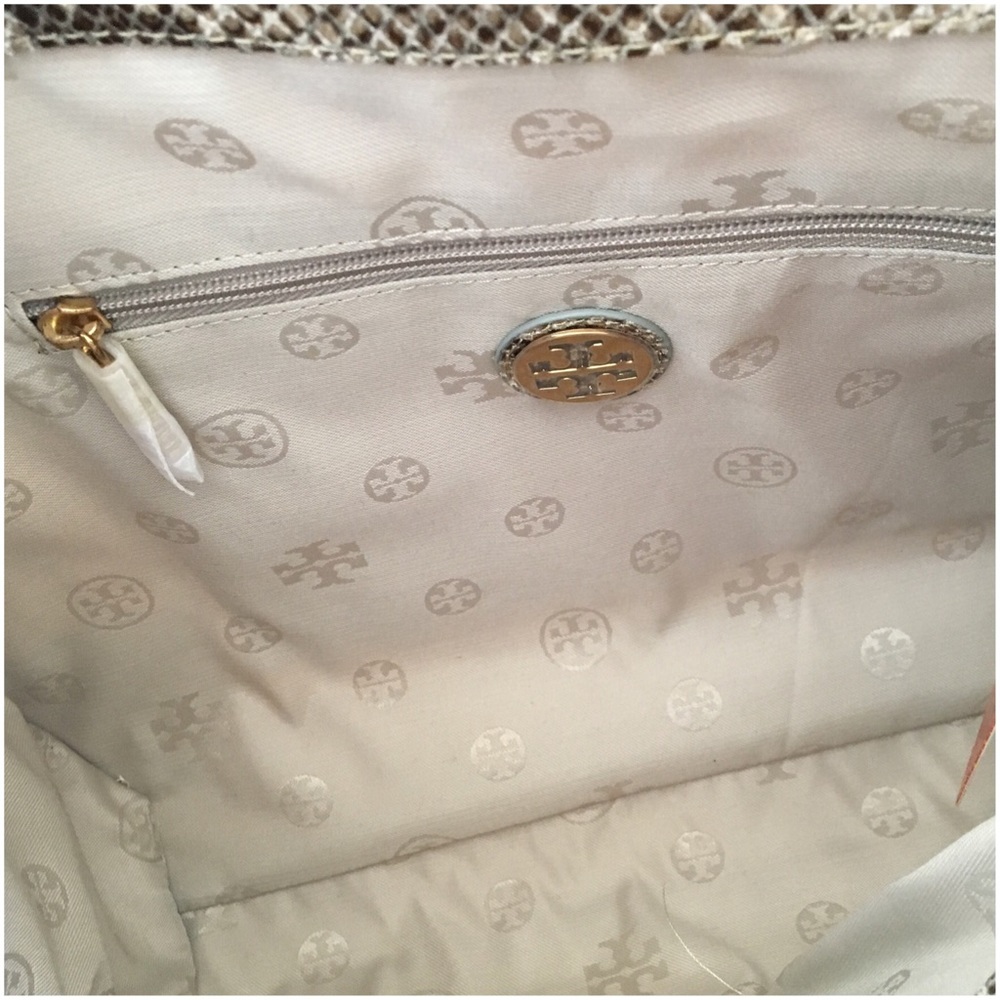Tory Burch Snakeskin Raffia Mini Ella Tote Bag - Picture 5 of 7