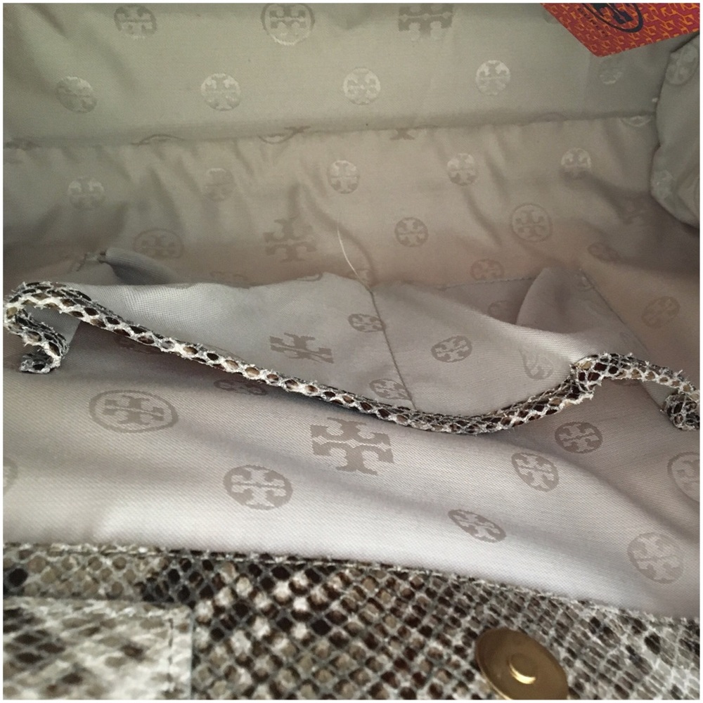 Tory Burch Snakeskin Raffia Mini Ella Tote Bag - Picture 6 of 7