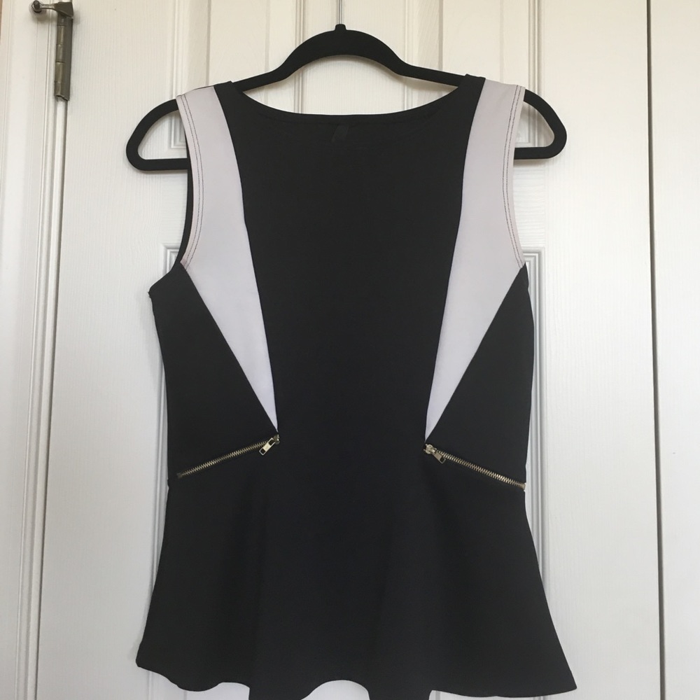 Black and white peplum top