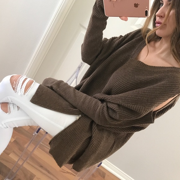 ⬇️ SALE/LAST • Brown Knitted Zipper Sweater - Picture 5 of 5