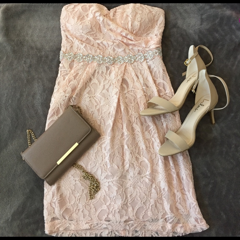 Gorgeous blush pink lace sequined dress