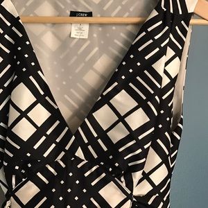 J.Crew silk black and ivory plaid top with tie