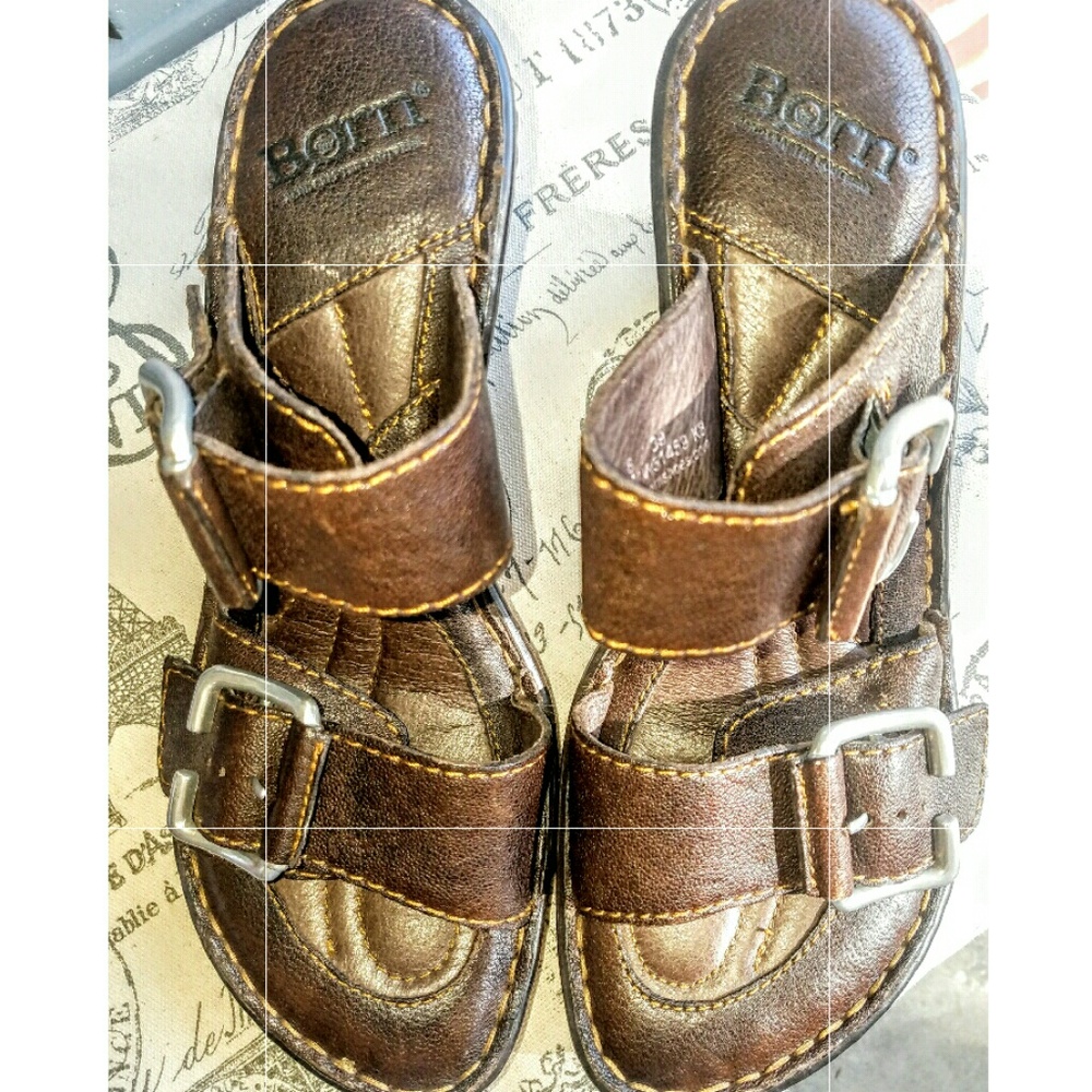 Born Aleksandra Brown Leather Sz 8 heeled sandal