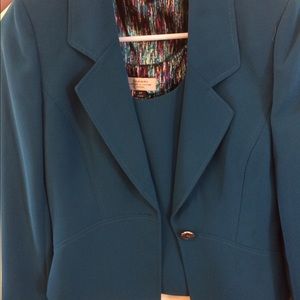 Tahari teal blazer/shell 2P