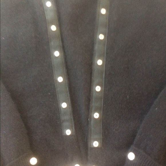 Black Dress Cardigan Sweater w/ Rhinestone closure - Picture 2 of 5