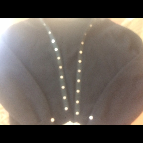 Black Dress Cardigan Sweater w/ Rhinestone closure - Picture 3 of 5