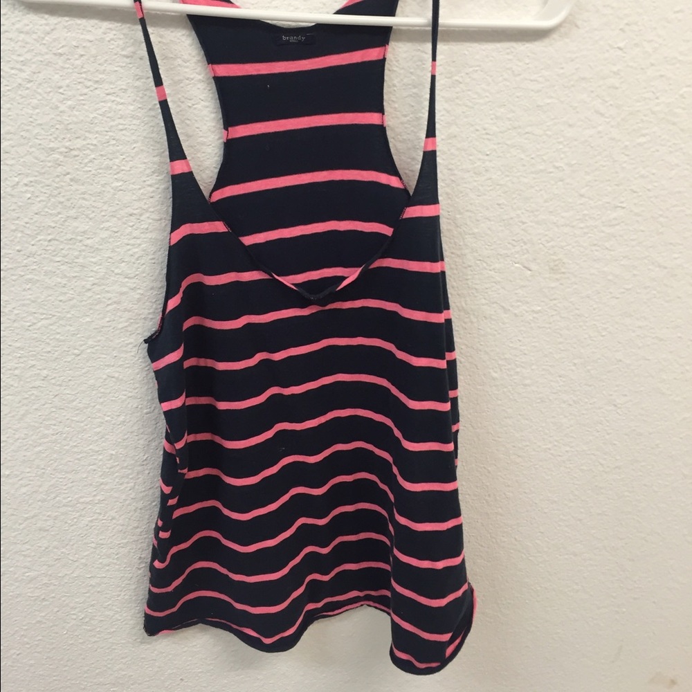 Black and neon pink striped tank top