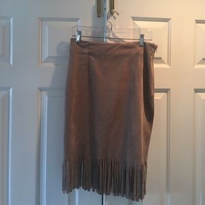 Faux suede fringe skirt