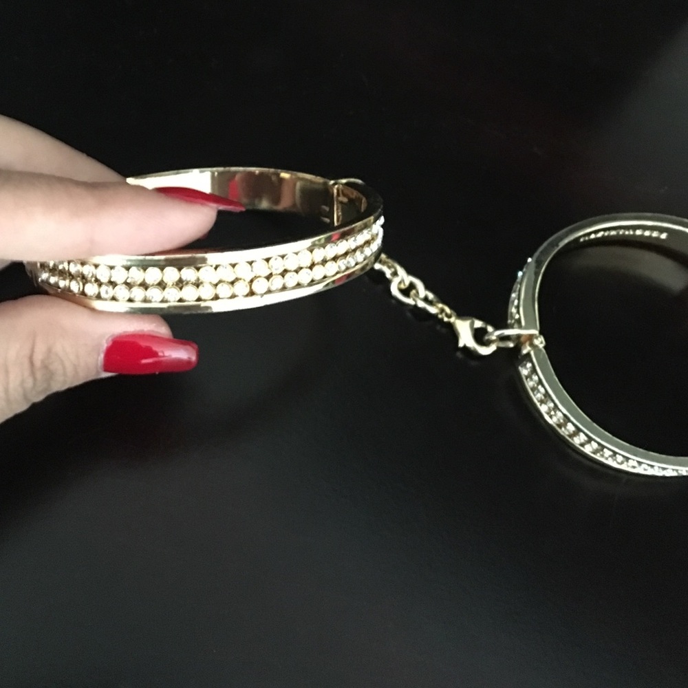 BCBG Max Azria bangle "handcuff" bracelet, Gold/💎