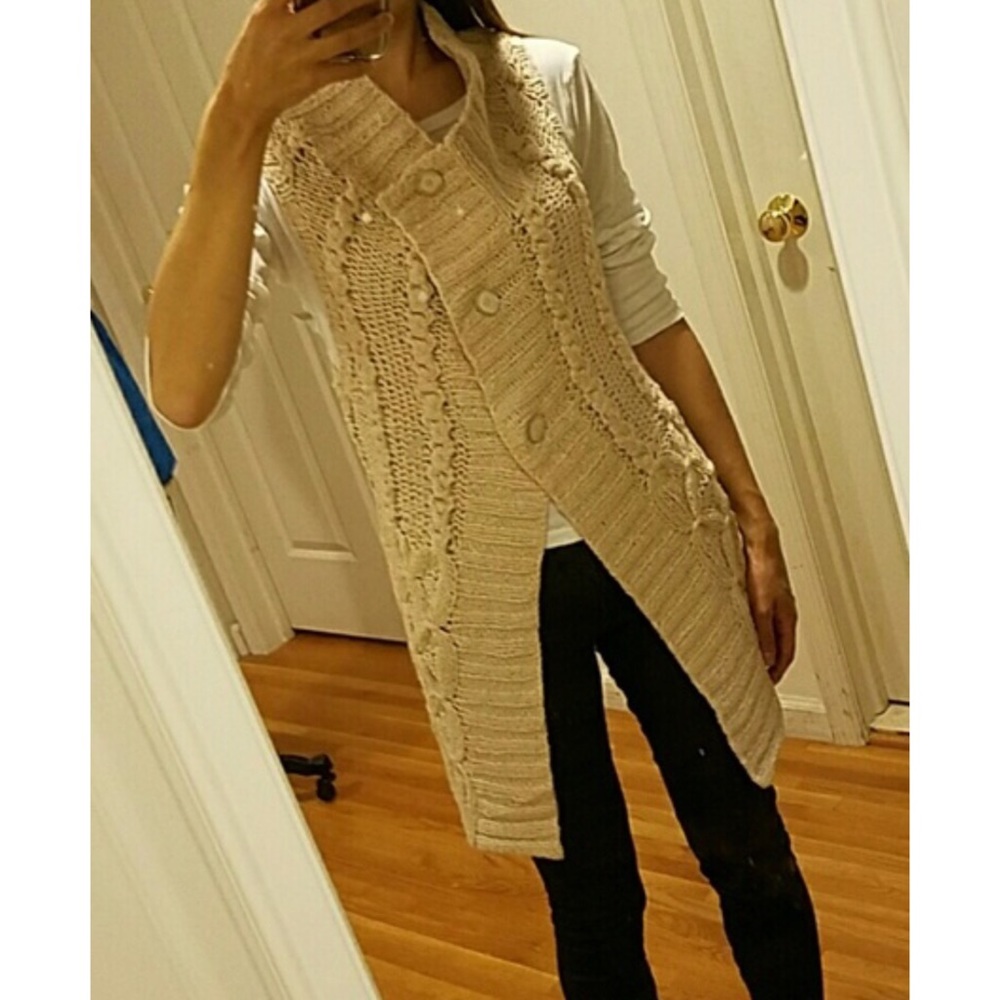 Theory Ivory Crochet Vest Cardigan