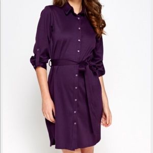 AGB Purple 3/4 Sleeve Shirt Dress