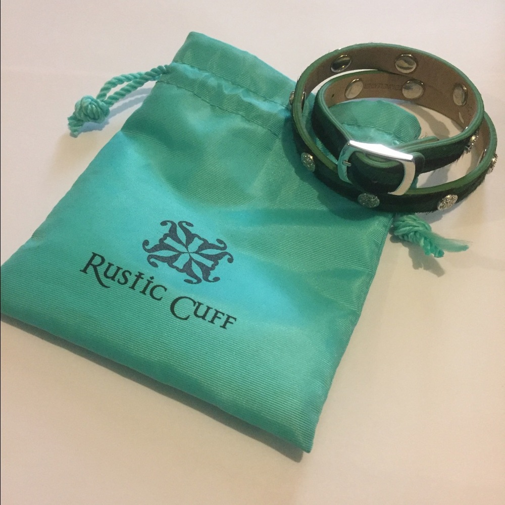 Green calfskin Rustic Cuff wrap