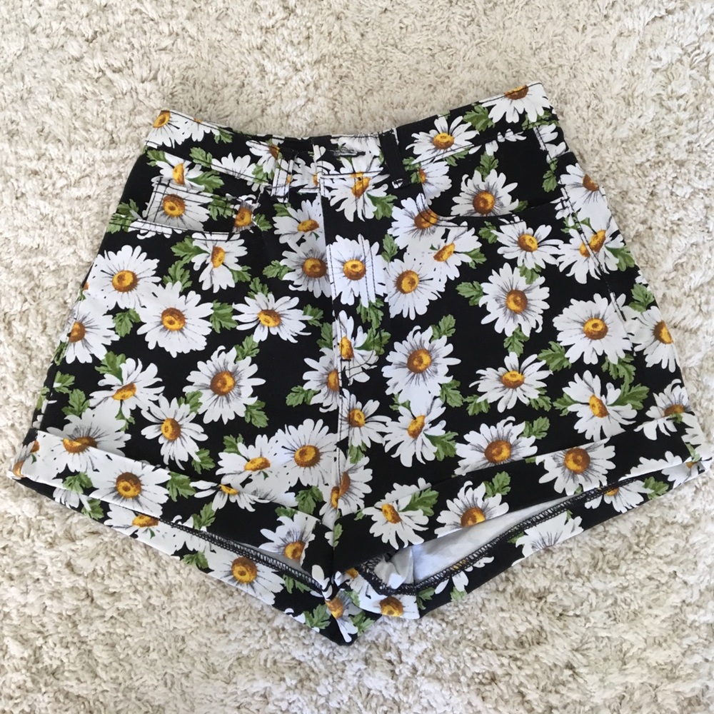 American Apparel Floral High Waisted Shorts