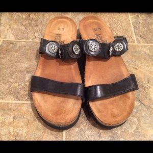 Naot leather rhinestones strapped sandals