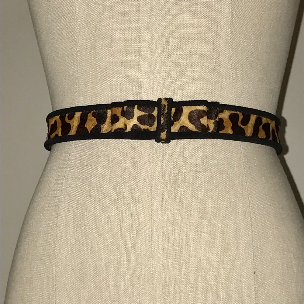 Karen Millen Pony Leopard Print Leather Bow Belt