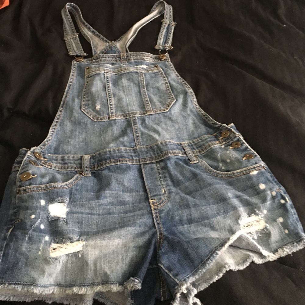 Distressed Denim Overalls