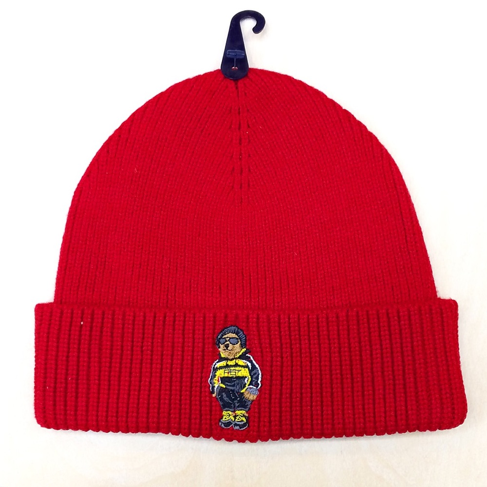 RL Polo Cotton Bear Beanies "Red"