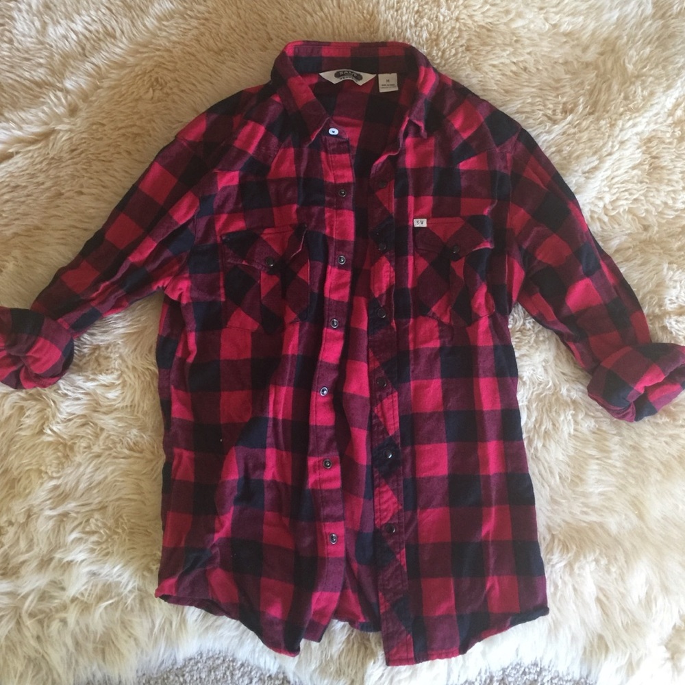 Red and black flannel button up